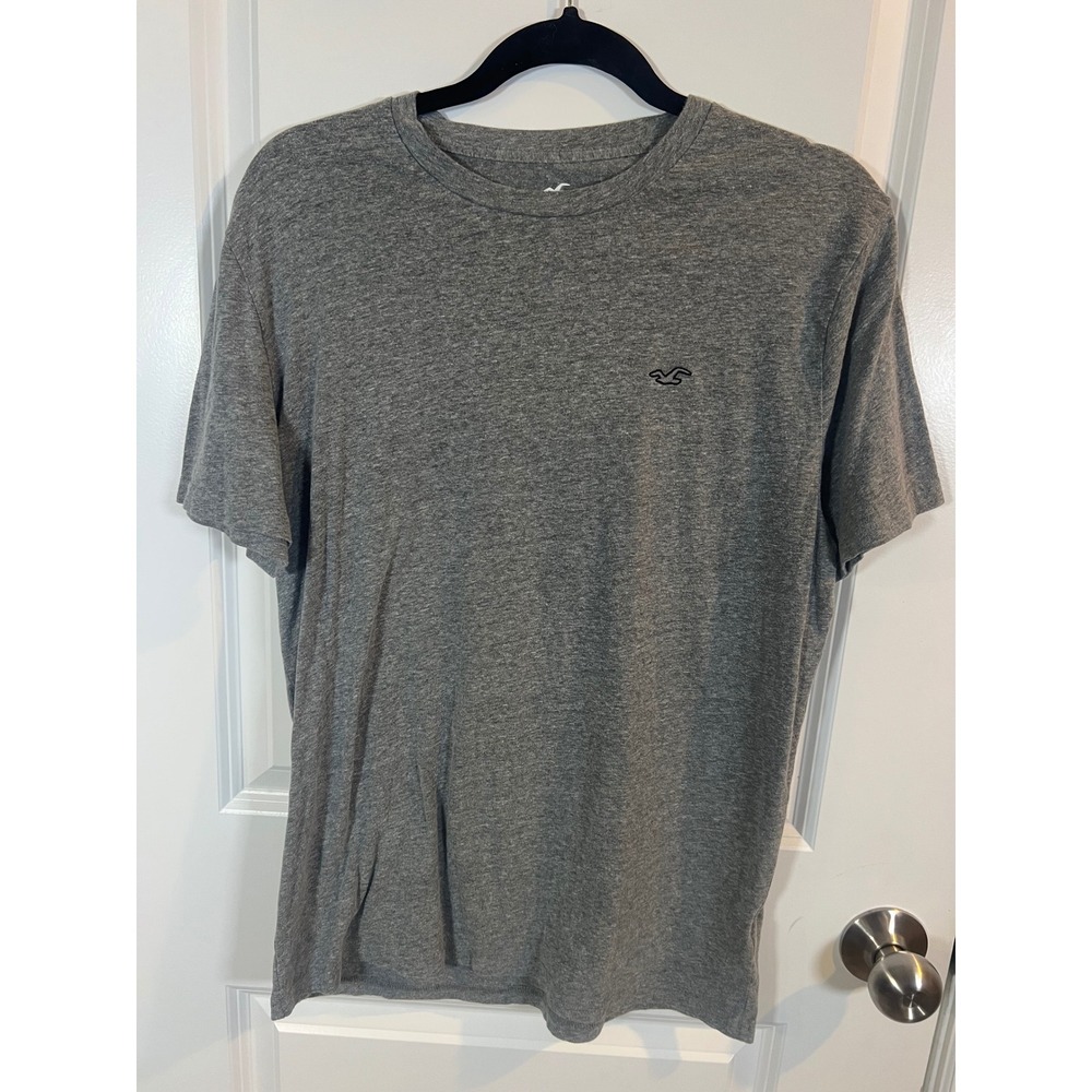 Hollister Mens T-Shirt Embroidered‎ Seagull Logo Gray Size L